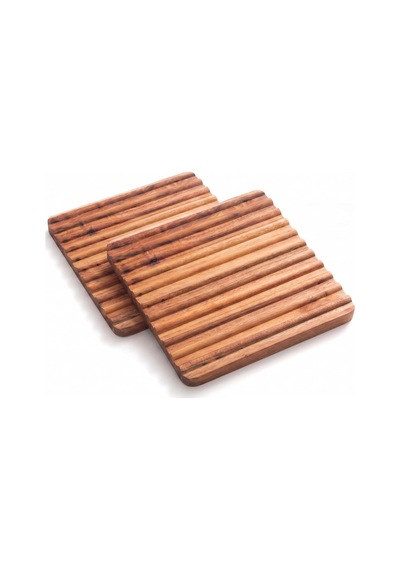 Sedona Trivet, 2'li Set Akasya Ahşap Sıcak Bulaşıklık Çok Renkli