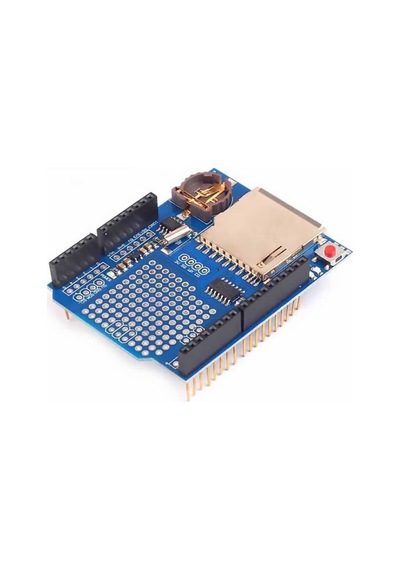 Arduino Sd Kart Rtc Saat Data Kayıt Logger Shield Ds1307 2x Led Prototip Pcb Alanı Reset Butonu