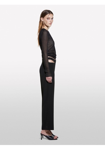 Sisley Beli Zincir Detaylı Dökümlü Pantolon Kadın Siyah Pantolon - 325p41h1lf06z