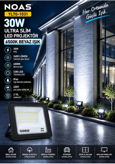 Yl70-1031 30w Ultra Slim Led Projektör 6500k Beyaz Işık Ürün Adı Siyah - 924503032 Siyah