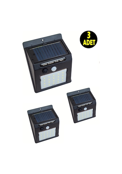 3 Adet Güneş Enerjili Bahçe Teras Balkon Gece Aydınlatma Lambası Armatürü -dekoratif Solar Aplik