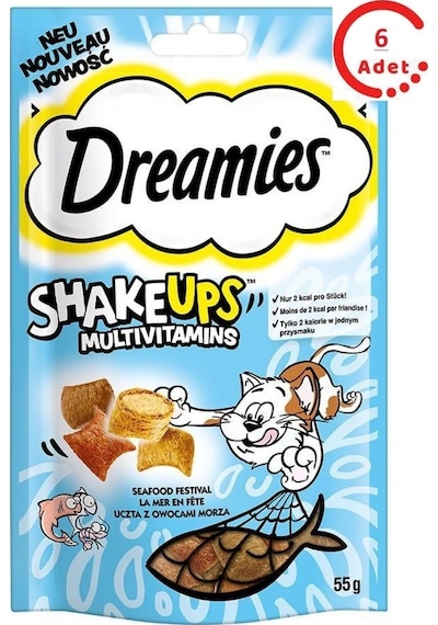 Dreamies Shakeups Multivitaminli Deniz Ürünleri Kedi Ödül Maması 6 x 55 G