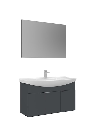 Orka Purus 100 Cm Mat Antrasit Düz Aynalı Banyo Dolabı Takımı Asma Antrasit Orka Purus 100 Cm Mat Antrasit Düz Aynalı Banyo Dolabı Takımı Asma Antrasit