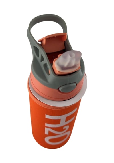 H2o Kılıflı Pipetli Cam Matara 500 Ml Turuncu