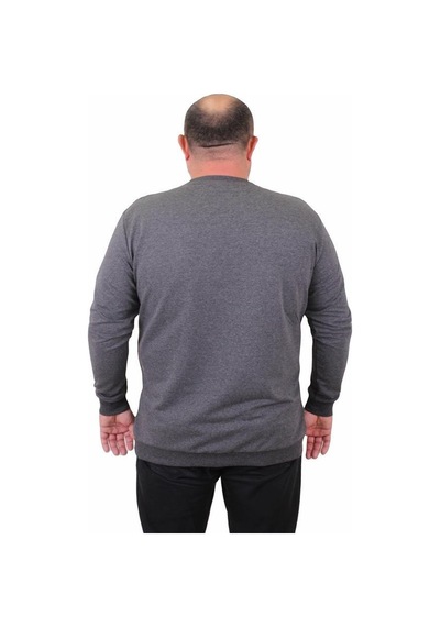 Starbattal Büyük Beden Sıfır Yaka Classic Sweat 23216 Antrasıt-Antrasıt