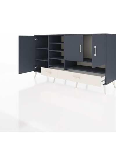 Kronos Konsol 8 Raflı 2 Çekmeceli 3 Kapaklı 176x59x99 Antrasit-an Antrasit-antrasit/aytaşı