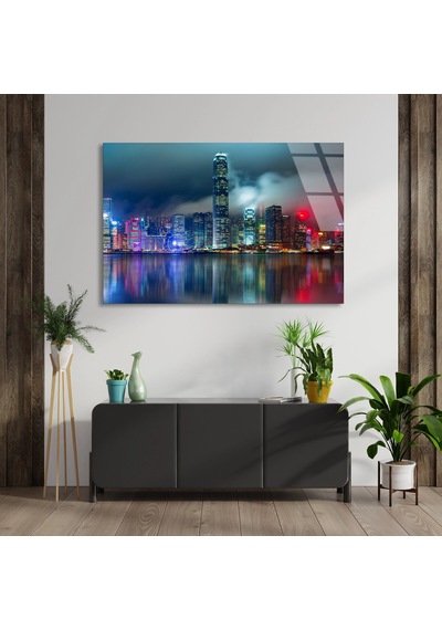 Hong Kong Manzarası - Cam Tablo - Deg1175 125 X 80 Cm