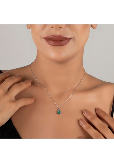 925 Ayar Gümüş Gerçek Pırlantalı Oval Zümrüt Kolye, Kadınlar İçin Doğum Günü Veya Özel Gün Hediyesi Pembe 925 Ayar Gümüş Gerçek Pırlantalı Oval Zümrüt Kolye, Kadınlar İçin Doğum Günü Veya Özel Gün Hediyesi Pembe