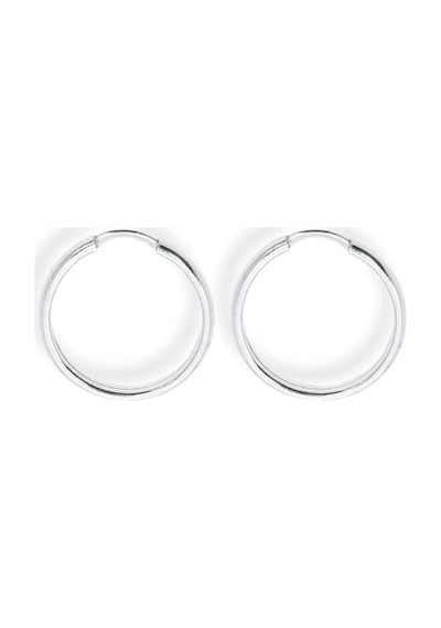 Oya Silver Oval Hatlı Yuvarlak Gümüş Halka Küpe 925 Ayar, 2x2cm-3mm Kalınlık
