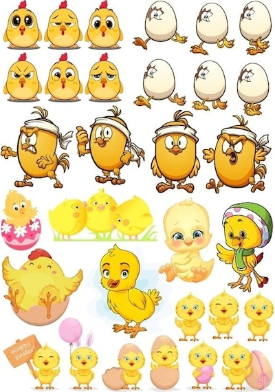 Sevimli Civciv Sticker Set 1 31 Parça Telefon, Tablet, Defter, Laptop Sticker