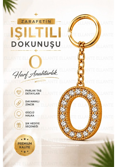 Kişiye Özel Harf Anahtarlık Altın Renk Zirkon Taşlı Şık Çanta Süsü Anahtar Aksesuarı Hediyelik Harf 43602805