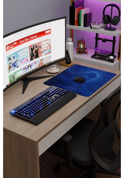 Topography Kaymaz Dikişli Kauçuk Oyuncu Mousepad V1 - 48x40 Xl Gaming Mouse Pad Fare Altlığı
