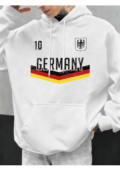 Startmore Tarzsokak Almanya Mektup Baskılar Sonbahar Erkekler Hoody Çok Renkli Cep Kapüşonlular Rahat Polar Hoodi Beyaz