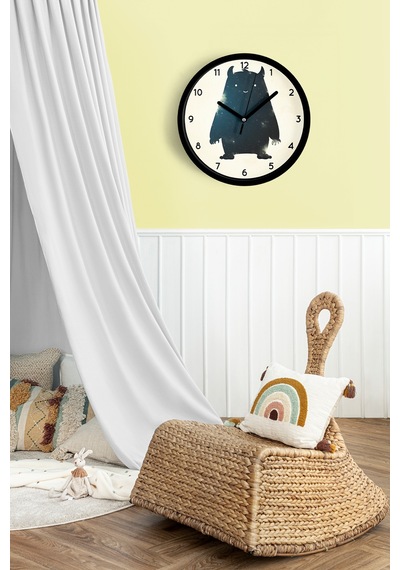 Kozmik Canavar Temalı Modern Duvar Saati - 25cm - Önü Camlı Siyah Kasa - Sessiz Mekanizma-jh0344 Siyah