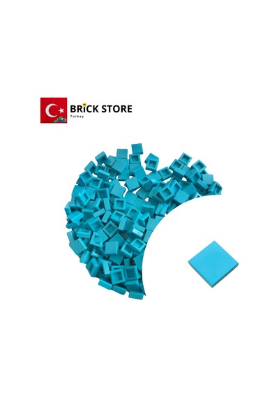 Yedek Parçalar, 100 Adet 1x1 Tile Düz Fayans Parçası, Azur Mavi Rengi Medium Azure 3070