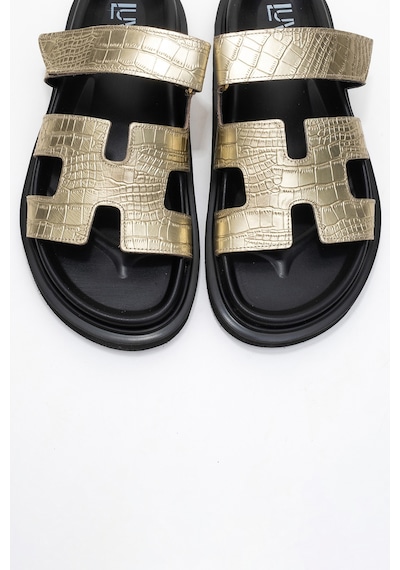 Luvishoes Luvi Shoes Loana Altın Baskı Hakiki Deri Kadın Terlik Altın