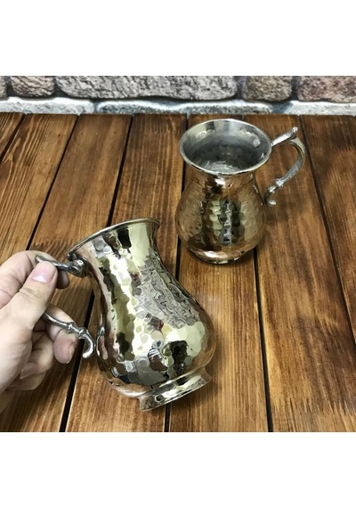 El Dövmesi Bakır Bardak Gümüş