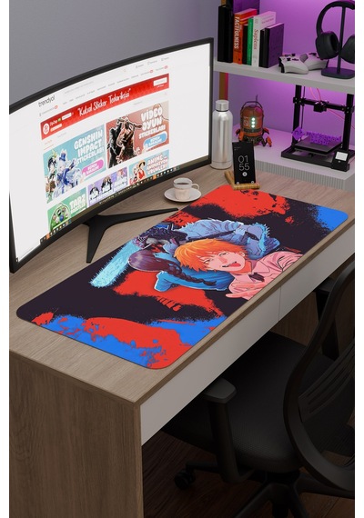 Chainsaw Man Anime V4 - 90x40 Xxl Gaming Kauçuk Kaymaz Taban Mouse Pad Fare Altlığı