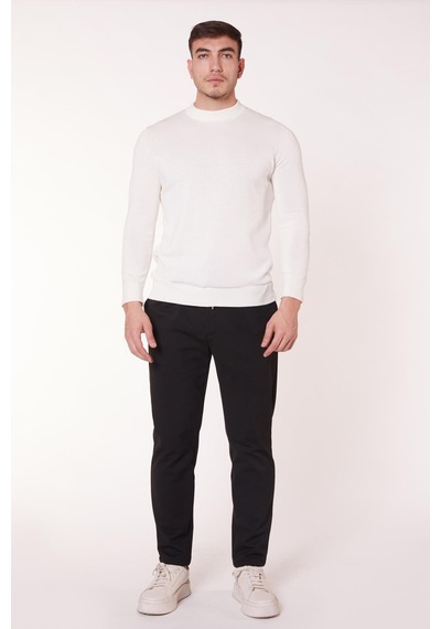 Braccas Erkek Beli Bağcıklı Yandan Cepli Slim Fit Jogger Siyah Pantolon Siyah