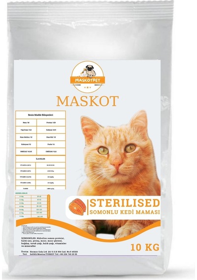 Maskot Kısırlaştırılmış Somonlu Yetişkin Kedi Maması 10 KG