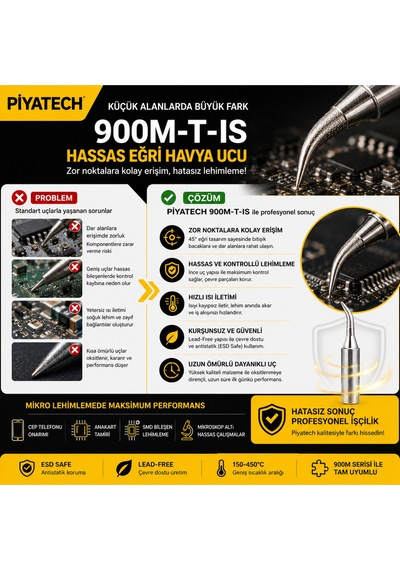 900m-t-ıs Hassas Eğri Havya Ucu Kurşunsuz Profesyonel Mikro Lehim Ucu
