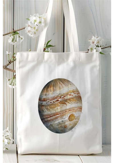 Art Hediye Jupiter Baskılı Bez Çanta Kişiye Özel Model 2 Çok Renkli