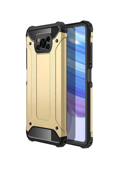 Noktaks - Xiaomi Uyumlu Xiaomi Poco X3 / Poco X3 Nfc / Poco X3 Pro - Kılıf Çift Katman Zırh Tank Crash Military Kapak - Gold