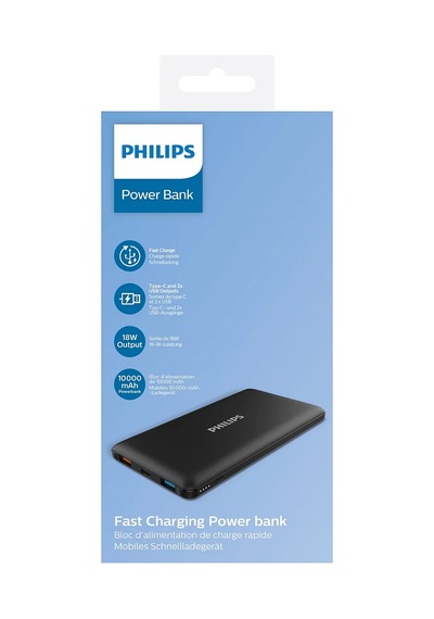 Philips Dlp1010c/00 10.000 Mah Pd, Qc 18w, Usb-c, 2x Usb-a Powerbank, Siyah