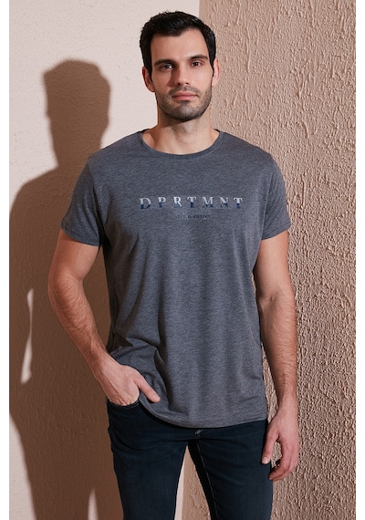 Buratti Baskılı Bisiklet Yaka Pamuklu Slim Fit Erkek T Shirt 541Dprtmnt24 Antrasit