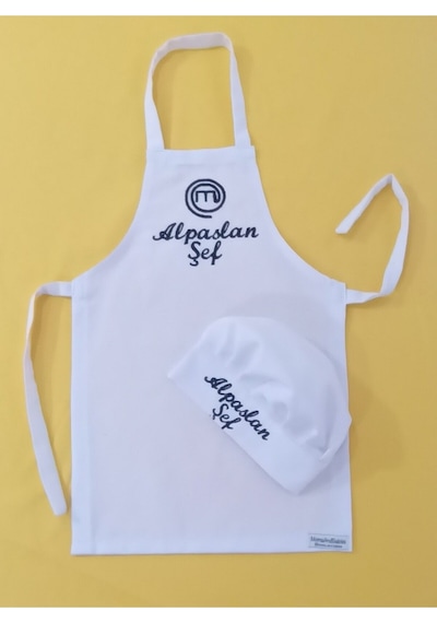 Moms And Babies Çocuk Mutfak Ve Etkinlik Ana Okulu Önlüğü İsme Özel Nakış Desenli 0- 14 Yaş Beyaz