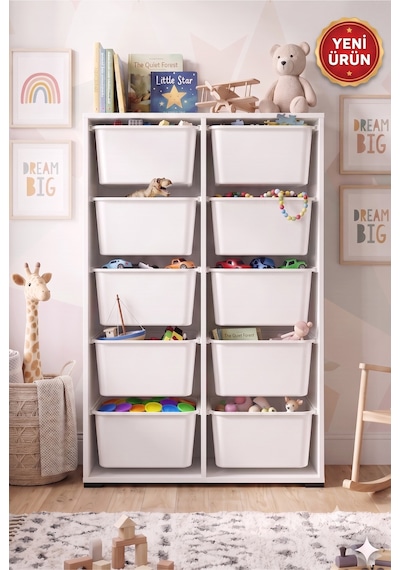 10 Adet Büyük Çekmeceli 136 Cm Beyaz Çocuk Odası Oyuncak Dolabı Ve Çok Amaçlı Saklama Ünitesi - Depolayıcı Düzenleyici Organizer 10 Adet Büyük Çekmeceli 136 Cm Beyaz Çocuk Odası Oyuncak Dolabı Ve Çok Amaçlı Saklama Ünitesi - Depolayıcı Düzenleyici Organizer
