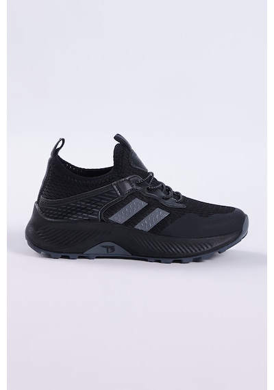 Tonny Black Çocuk Unisex Siyah Füme Rahat Kalıp Nefes Alabilen Kumaş Bağcıklı Sneaker TBTMKD015