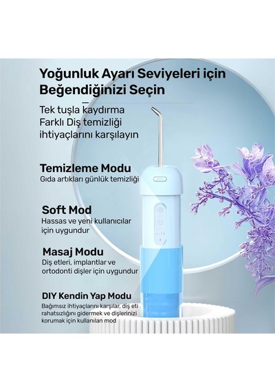 Npo Nicefeel Fc5170 Mini Taşınabilir,şarjlı, Diş Teli/protez Bakım Ve Profesyonel Ağız Duşu-mavi