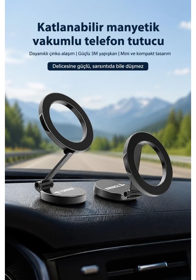 Premium Kompakt Stant Araç Gereci Oto Aksesuar Jx037 Siyah Telefon Tutucu Manyetik