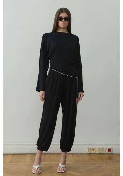 Suud Collection Siyah Sophia Yarasa Kol Bluz