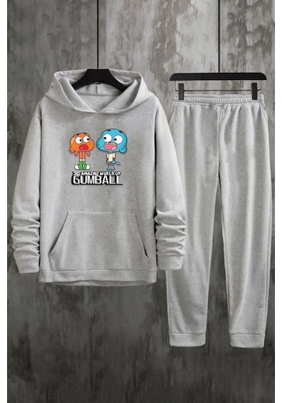 Uyguntarz Unisex Gumball Baskılı Eşofman Takımı Gri