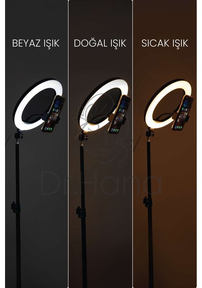 Joytech Youtuber Led Tripod Işıklı Telefon Tutucu Makyaj Işığı Ring Light 10 Inç 2.1 M Tripd
