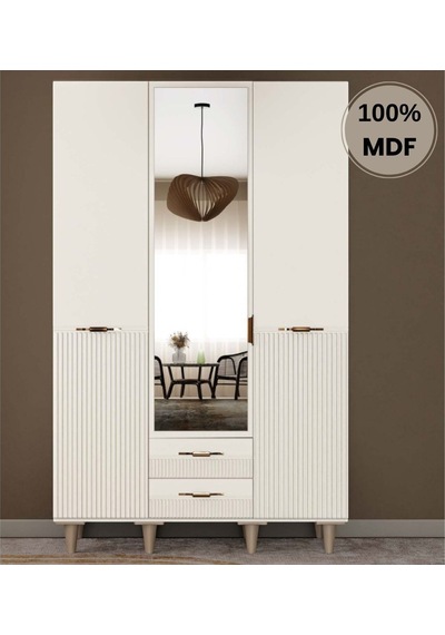 Menekşe 3 Kapak Mdf Ayaklı Tasarım Gardırop Aytaşı