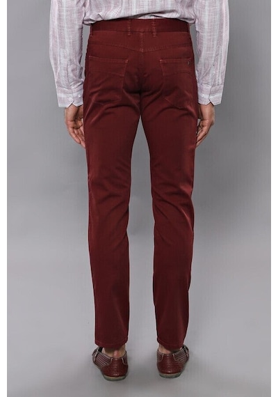 Wessi Dar Kesim Desensiz Beş Cepli Bordo Erkek Pantolon Bordo