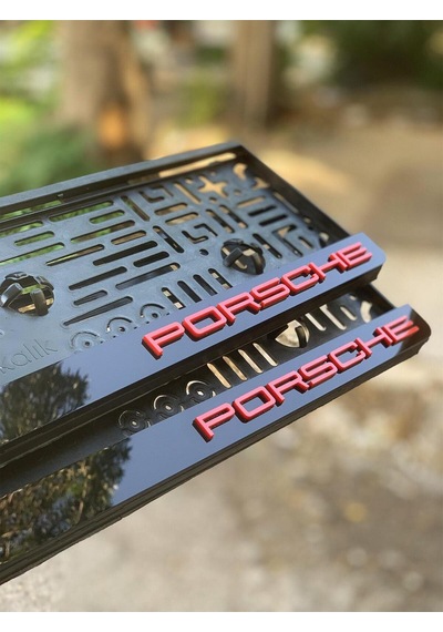 3d Kabartılı Kırmızı Yazılı Porsche Plakalık Pleksi