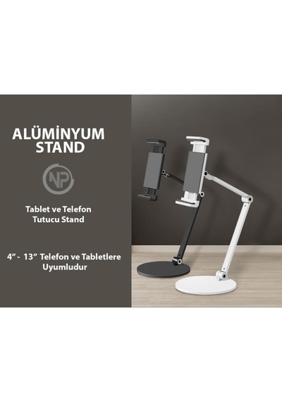 Npo Std20144LG Uyumlu 360°Ayarlanabilir Teleskobik 4"-13" Ergonomik Tablet