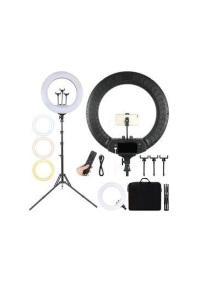 Büyük Boy Ring Light Makyaj Güzellik 5500k 48w Kuaför Kit Çantalı Ve Kumandalı 18 Inç Işık