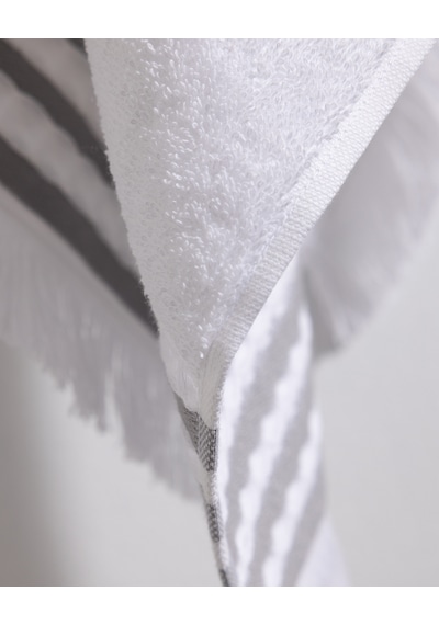 Madame Coco Velours Pamuklu Banyo Havlusu - Beyaz/gri 8684427297247 Çok Renkli