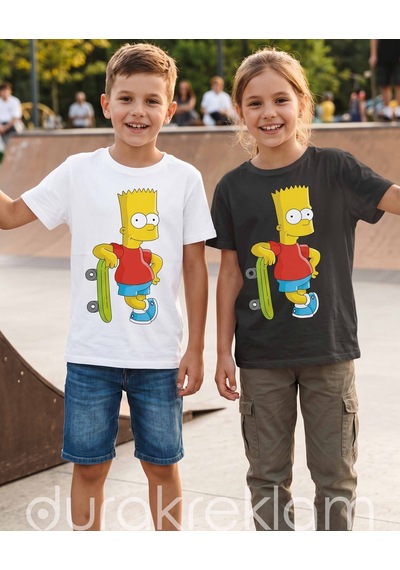 Bart Simpson Kaykaylı Çocuk Dtf Transfer Baskı
