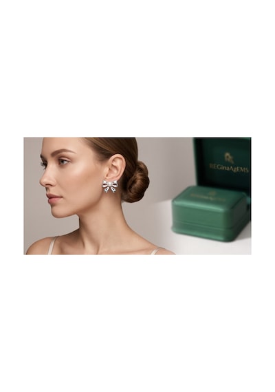 Luxe Pearl Bow Küpe Gümüş