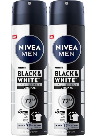 Nivea Invisible Black&Whıte Power Erkek Sprey Deodorant 2 x 150 ML