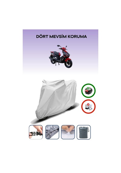 Gri Arka Çanta Uyumlu Apachi Xrs Uyumlu Motosiklet Brandası Motor Örtüsü