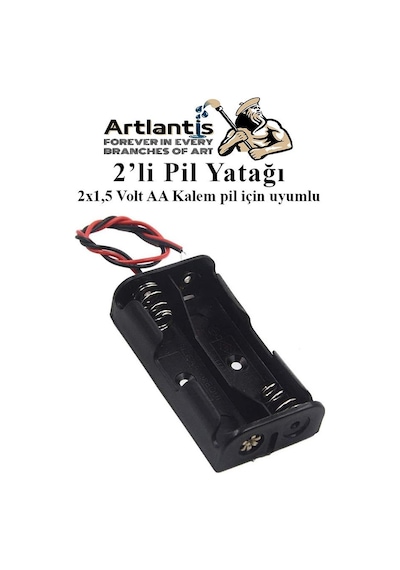 2 Li Pil Yatağı Deney 10 Adet Pil Yuvası Pil Kutusu Aa Kalem Kalın Pil 2x1,5 Volt Yaylı Pil Yuvası