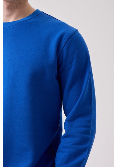 Galanthus Basic Sweatshirt - Uzun Kollu, Pamuklu, Rahat Kesim, Günlük Ve İş Kullanımı Sax Mavi