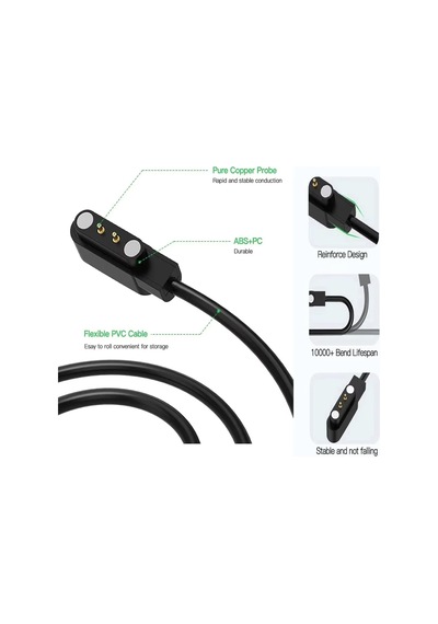 Caseonn Haylou Ls02 Manyetik Usb Hızlı Şarj Kablosu Siyah